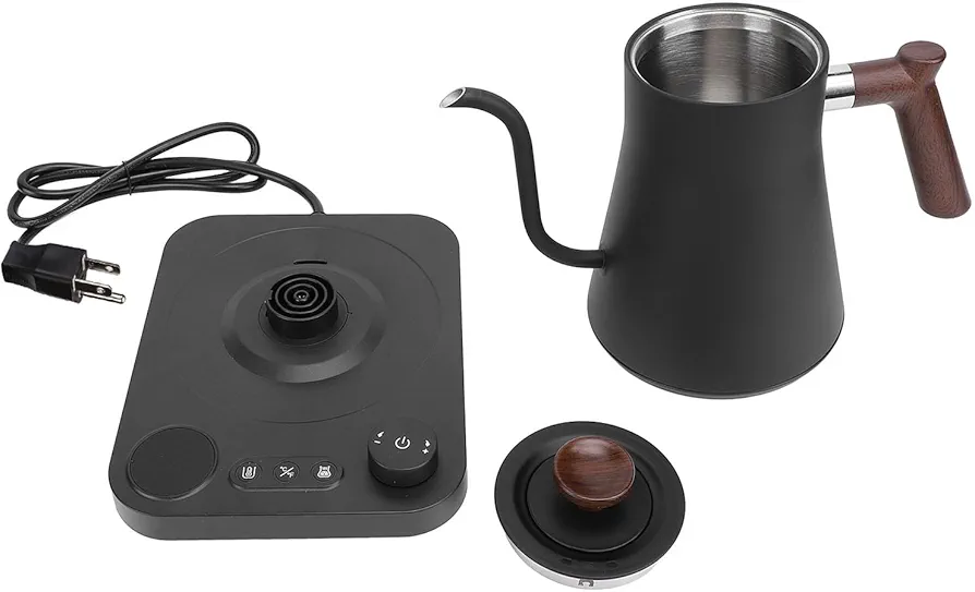 900ML Gooseneck Electric Kettle, Adjustable Temperature Fast Boiling Hot Water Kettle Stainless Steel Pour Over Coffee Tea Kettle with LCD Screen for Boiling Water (US Plug 110V)