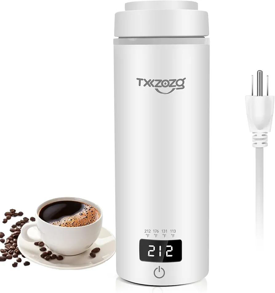Travel Electric Kettle Mini,Portable Electric Tea kettle Small,316 Stainless Steel Small Hot Water Boiler with 4 Temperature Control,with Auto Shut-Off & Boil Dry Protection（White,500ml）