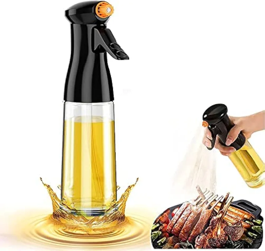Cooking Oil Sprayer,Glass Spray Can,Kitchen Seasoning Spray Bottle,Oil Sprayer for Cooking,Food Safe Glass Bottle,7oz/200ml Oil Vinegar Spritzer,Kitchen Gadgets for Salad,BBQ,Roasting