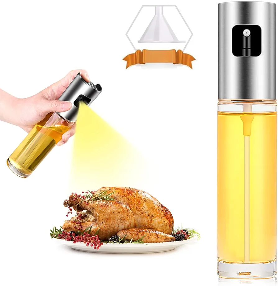 ZENG Glass Oil Sprayer for Cooking, 1.0 ml, Portable, Reusable, Round, Hand Wash Only, Olive Oil Spray for Salad, BBQ, Kitchen Baking