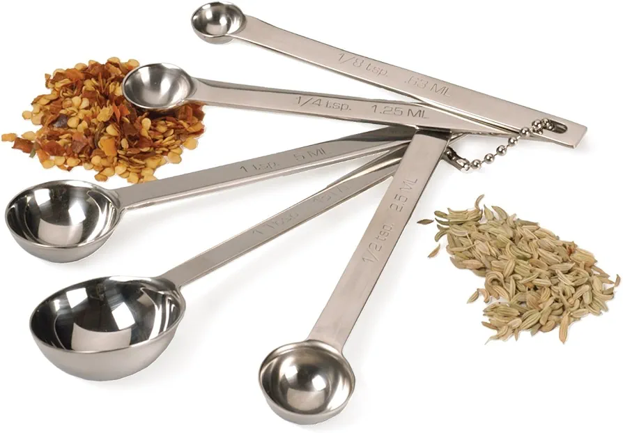 RSVP International Endurance Measuring Spoons, Round, Stainless Steel