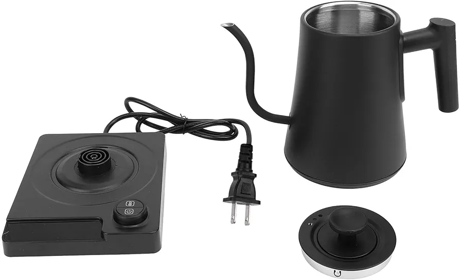 1000ML Gooseneck Electric Kettle, Pour Over Coffee Tea Kettle 40-100°C Adjustable Temperature Stainless Steel Water Boiler with LCD Screen for Boiling Water (US Plug 110V)