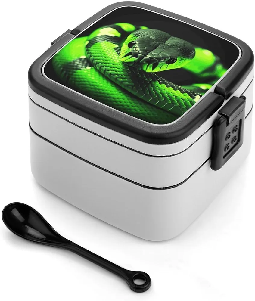3D Snake Bento Box Adult Lunch Box All-in-One Lunch Containers with Removable Compartments Double Layer Bento Lunch Box with Spoon And Handle Stackable Lunchbox