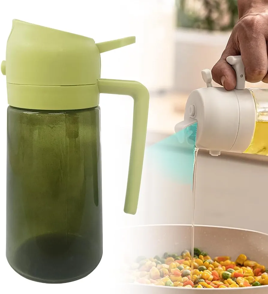 Oil Dispenser for Kitchen,2 In 1 Oil Sprayer for Cooking,Olive Oil Dispenser Bottle Spray And Pour,Olive Oil Sprayer,Oil Bottles for Kitchen,Cooking Oil Dispenser Sprayer,Kitchen Gadgets (Green-2)