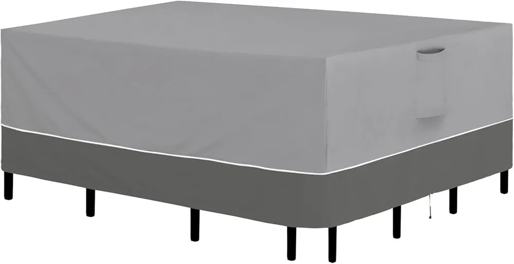 Easy-Going Patio Furniture Cover 126"x63" Rectangle Outdoor Table and Chair Set Covers Waterproof UV Resistant Outdoor Sectional Sofa Set Covers, Gray/Dark Gray