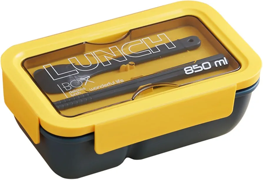 Adult Bento Box Portable Lunch Box Container for Men Women with Utensils, 29OZ/850ML Bento Boxes 2 Compartment Food Containers With Spoon & Chopsticks for On-the-Go Meal, BPA Free