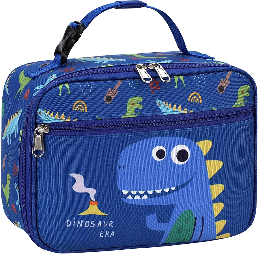 Lunch Bag for Boys - Insulated Kids Lunch Bag Reusable Boys Lunch Box Kids Lunch Box for School Toddler Lunch Bag for Daycare, Blue Dinosaur