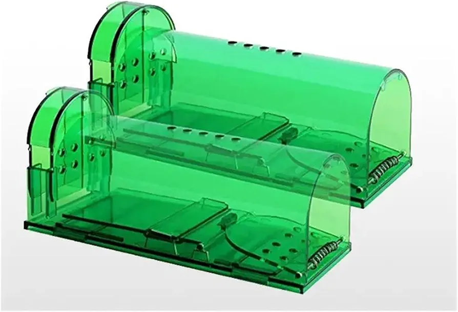 Rat Traps,Automatic Continuous Circulation mousetr Smart Self-Locking Mousetrap Safe Firm Transparent Household Mouse Cage Mice Rodent Catcher Rat (Color : 18 X 13 X 7 Green)