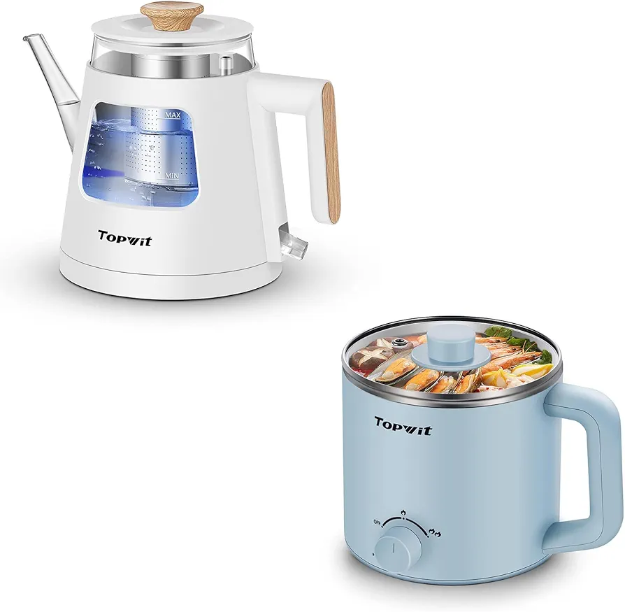 Topwit Electric Kettle, 1.0L Electric Tea Kettle with Removable Stainless Steel Infuser, Topwit Electric Cooker, Mini Ramen Cooker, 1.6L Noodles Pot