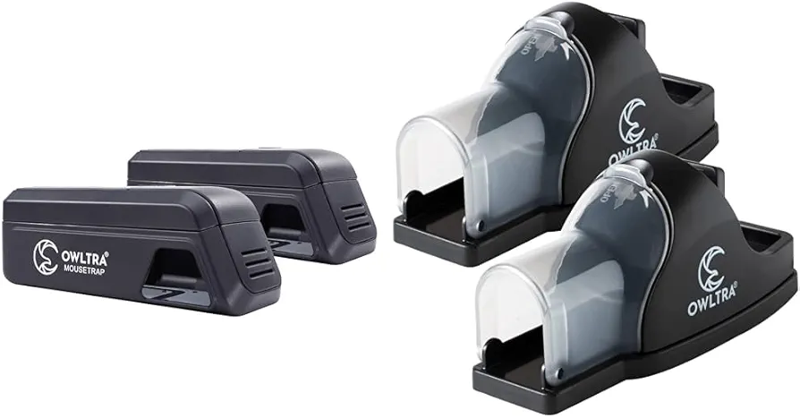 2-Pack Electric Mouse Trap and 2-Pack Tunnel Snap Mouse Trap Rodent Control