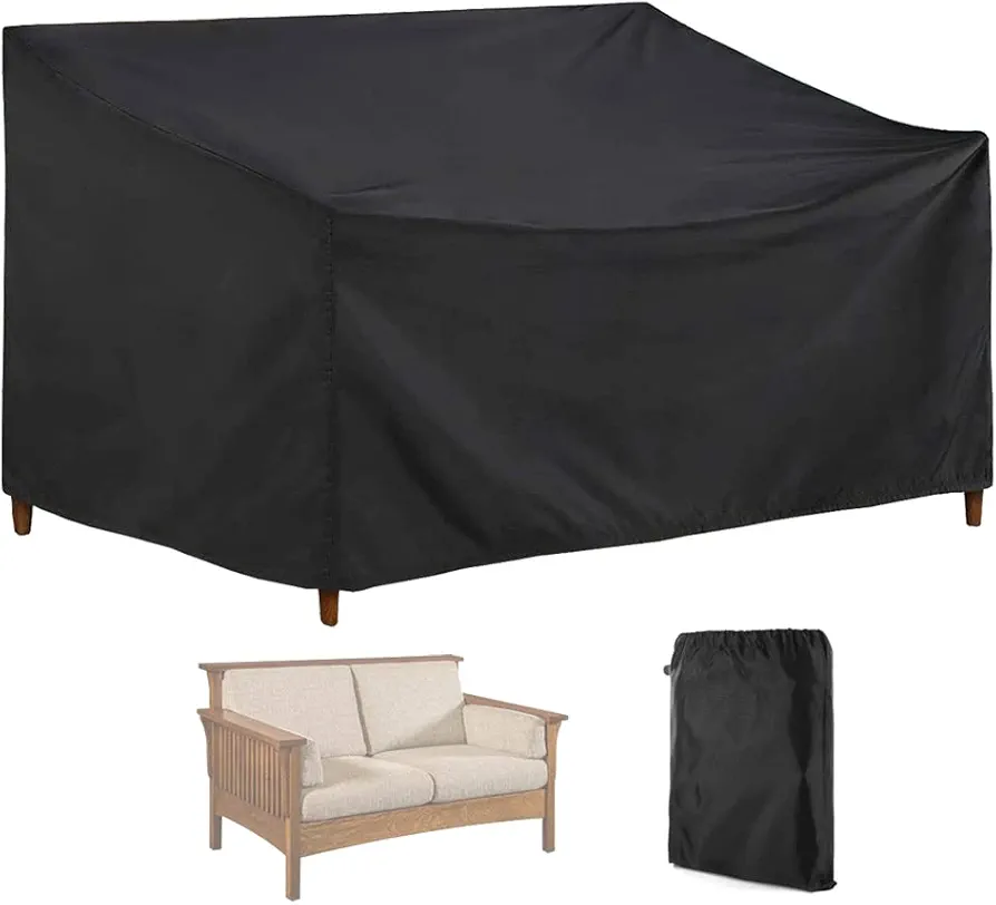 Patio Loveseat Cover Waterproof Sectional Sofa Couch Bench Cover Heavy Duty Outdoor Furniture Cover with Drawstring for Lawn Garden Indoor Furniture