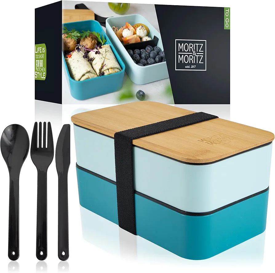 Moritz & Moritz Bento Box Multiple Colors - Perfect Lunch Boxes - Bento Box Lunchbox with compartments (Blue)