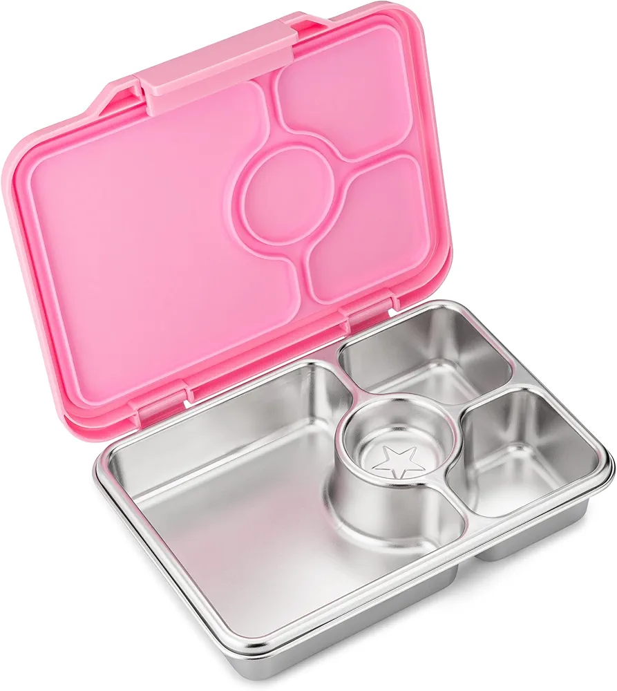 Yumbox Prêt Stainless Steel Leakproof Bento Lunch Box, Sandwich Friendly, Food Safe, Compact, Lightweight, Perfect for Kids Lunch, Adult Lunch, Portion Control and Food Prep (Versailles Pink)