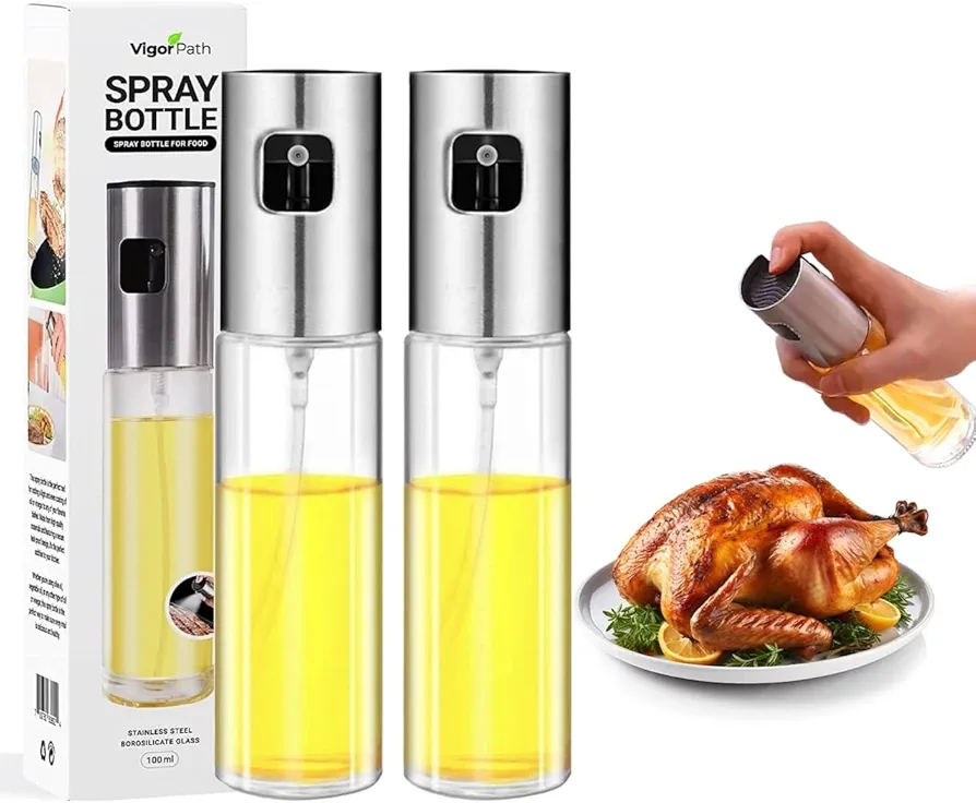 VIGOR PATH Sprayer for cooking - Olive Oil Sprayer Mister - 100ml Stainles Steel Olive Oil, Vinegar, Water and Other Liquids Sprayer - Perfect for Salad, Barbecue, Kitchen Baking and Roasting (2)