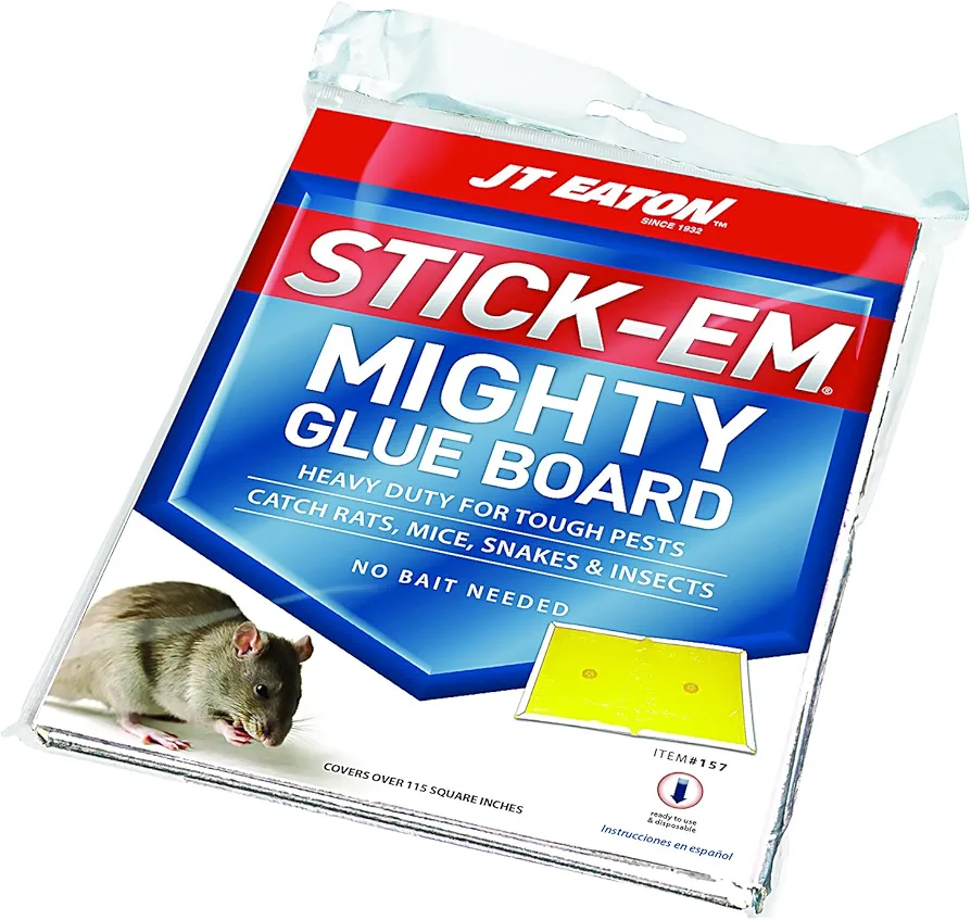 JT Eaton Stick Em 157 City Rat and Snake Glue Traps, Indoor Home Glue Trap, 1 Pack