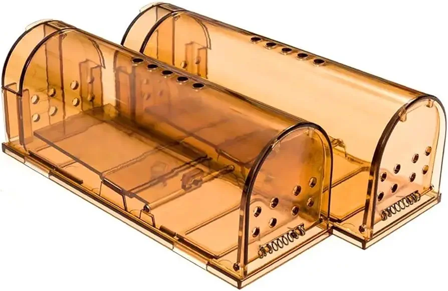Rat Traps,Mouse Catcher Smart Self-Locking Mousetrap Safe Firm Transparent Household Mouse Cage Mice Rodent Catcher Rat (Color : 18 X 13 X 7 Brown)