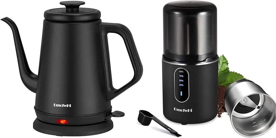 DmofwHi Gooseneck Electric Kettle(1.0L) Black With Cordless Coffee Grinder Electric(Black)