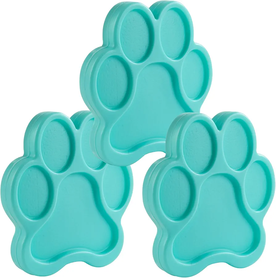 Paw Print Reusable Hard Ice Pack- Set of 3- Fits Easily Inside Kids Lunch Box, Bento, Insulated Cooler Bag- Long Lasting Slim Space Saving- Cool Freezer Packs Keep Food Cold For Hours- Cute XMAS Gift