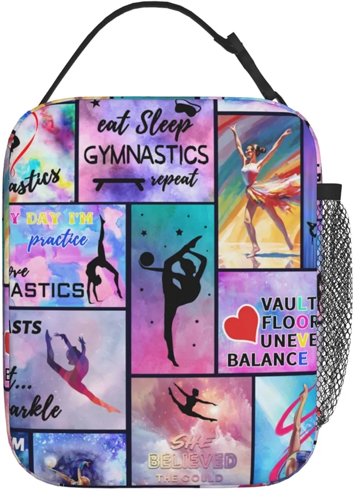 Gymnastics Balltet Lovers Insulated Lunch Box Bag for Boys & Girls, Reusable Kids Lunch Box Ideal for Hot or Cold Snacks & Bento Boxes
