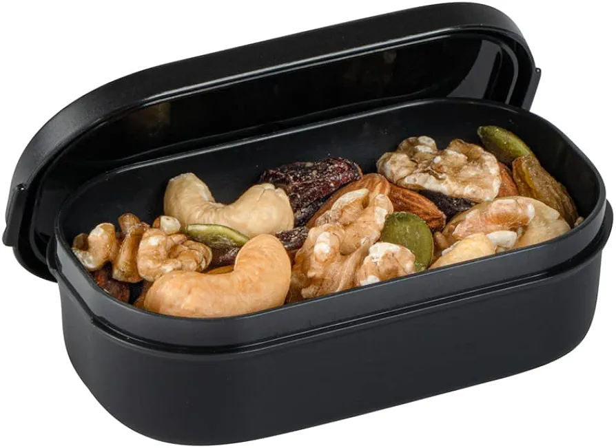 Restaurantware Bento Tek 3.7 x 2.2 x 1.1 Inch Sauce Containers 4 Black Dipping Sauce Cups With Lids - With Black Lid Microwavable Plastic Small Lunchbox Containers Freezable Dishwashable