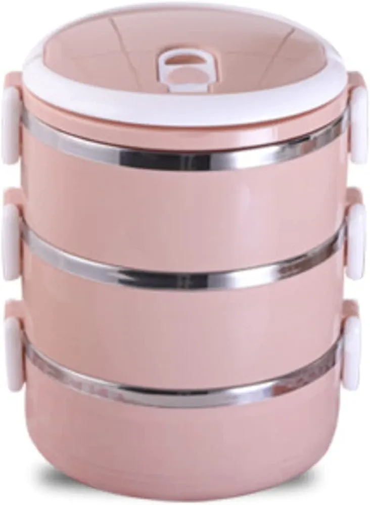 Stainless Steel Insulation lunch box, 3-layer dining box, sealed leak-proof insulated rice bucket, vacuum insulated lunch box, food container Dining box (A)