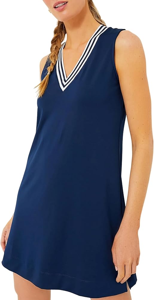 Ailoqing Women's Athletic Tennis Dress V Neck Sleeveless Golf Dress for Exercise Workout