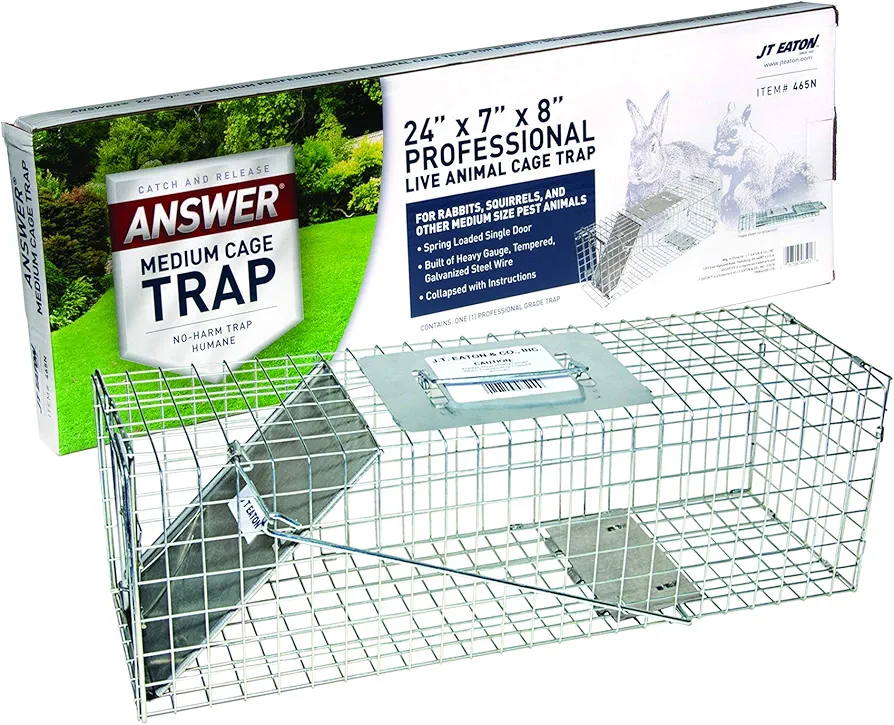 JT Eaton Answer® for Squirrels, Rabbits & Other Medium Pests, 24" x 7" x 8" Professional Live Animal Trap
