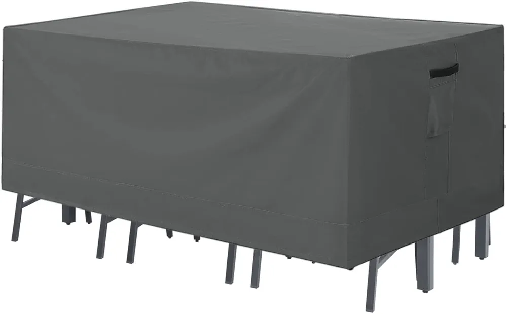 ABCCANOPY Outdoor Rectangular Patio Furniture Covers 600D Oxford Heavy Duty Table Cover Waterproof Windproof Anti-UV Dust Proof Protective Covers Dining Table & Chair Set Cover 138x76x28 inches