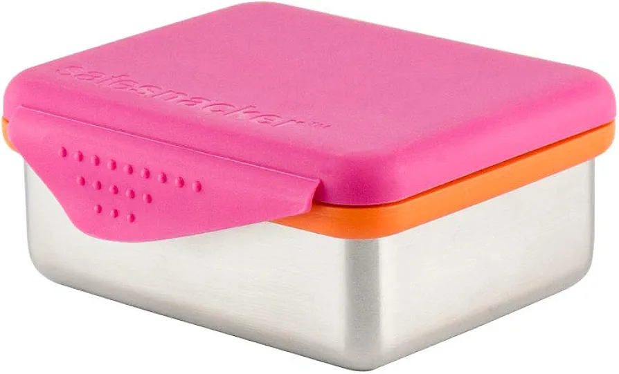 Kid Basix Safe Snacker Reusable Stainless Steel Lunchbox for Kids and Adults Reusable Food Container BPA Free Dishwasher Safe Fuchsia 13 oz