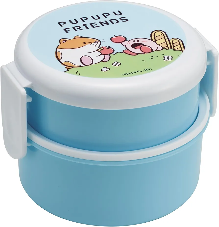 Skater Kirby Adventure Round Bento Lunch Box – 2-Tier Design, 16.91oz (500ml) – BPA Free, Leak-Proof, Ideal for Meals On-the-Go