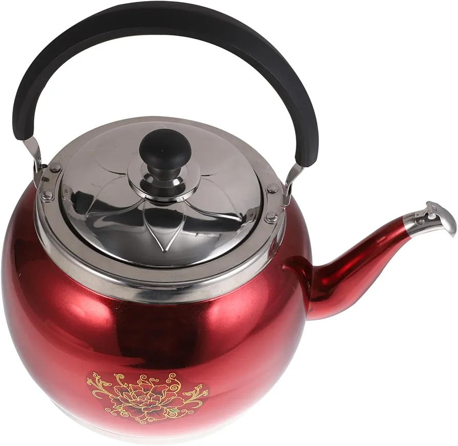 Zerodeko Buzzing Kettle Loose Leaf Tea Induction Cooker Kettle Large Water Kettle Boiling Water Container Practical Whistling Kettle Animal Door Stop Stainless Steel Red Electric Teapot Gas