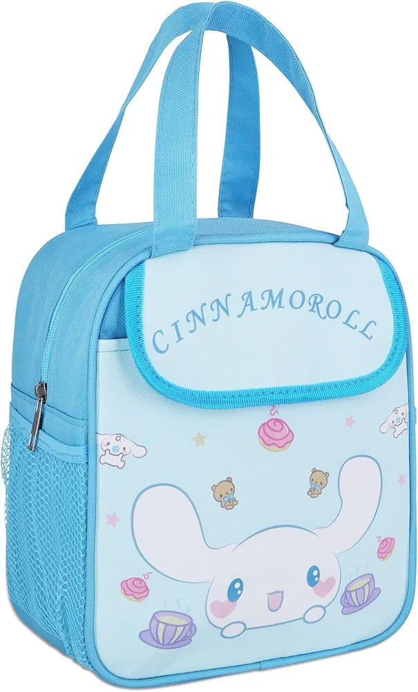 Roffatide Anime Cinnamoroll Big Ear Lunch Bag for Man Woman Leakproof Lunch Box Large Compartment Heat Preservation for Cold Two Applicable Lunch Container Tote for Work Travel Blue