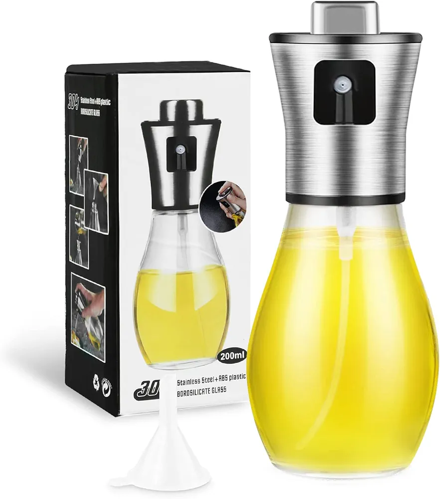 Oil Sprayer for Cooking,200ML Olive Oil Sprayer Mister Bottle,Avocado Oil Dispenser for Kitchen,Kitchen Essentials Water Spray Bottle,Kitchen Gadgets Canola Oil Spray for BBQ, Baking, Air Fryer
