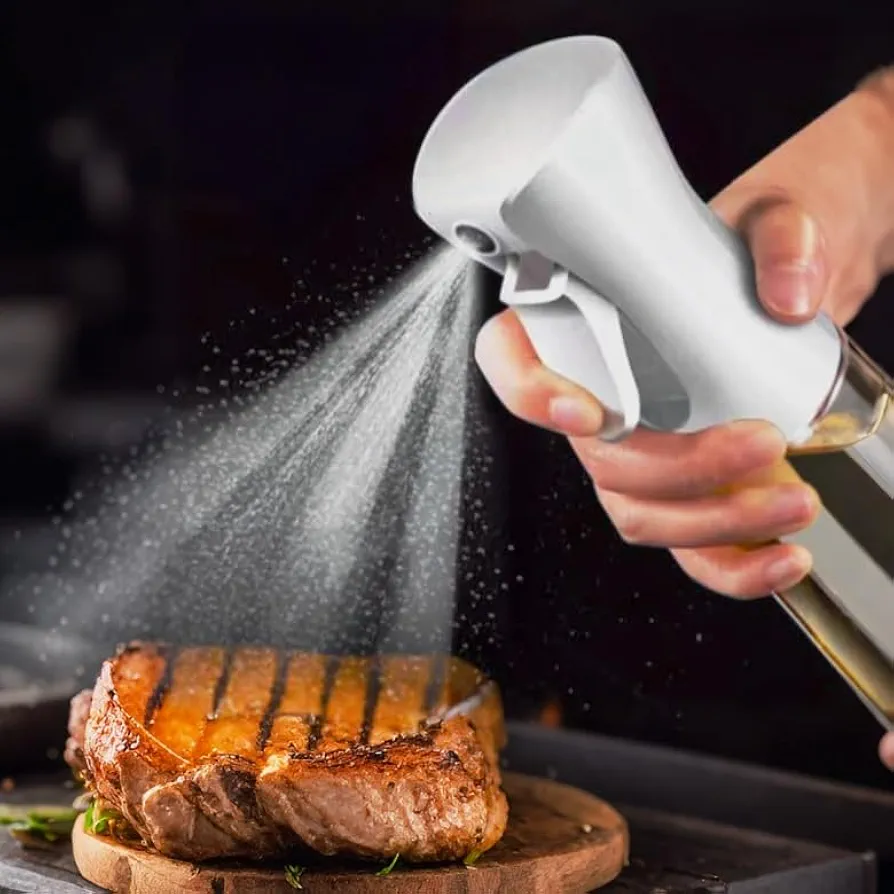 Oil Sprayer for Cooking -200ml Glass Olive Oil Sprayer - Oil Sprayer - Continuous Spray With Portion Control - Cooking Sprayer - Oil Spray Bottle - Kitchen Gadgets for Air Fryer, Salad, Cooking