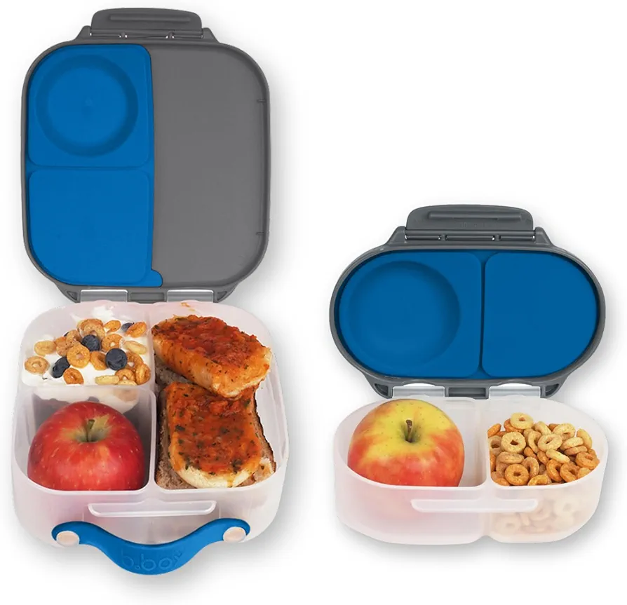 b.box Mini Lunch Box + Snack Box (Blue Slate): Includes Kids Lunch Box (4 1/4 cup Capacity) and Snack Box (1 3/4 cup Capacity). 2 Piece Bento Box for Kids, Snack Containers, School Supplies