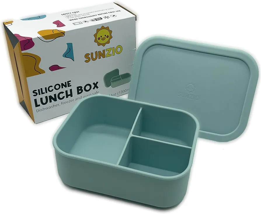 Bento Box Toddler Lunch Box for Kids, Leak Proof Adults or Kids Lunch Container Food Storage for Work, School, 3 Compartment Meal Prep, BPA Free, Reusable, Microwave and Dishwasher Safe