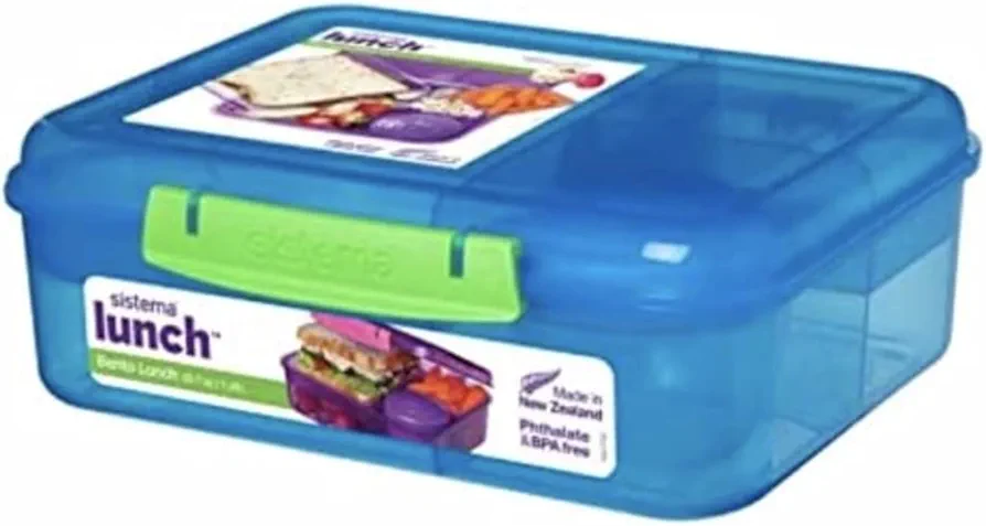 Sistema Collection Bento Lunch Box 6.9 Cup, Assorted Solid Colors/Contrasting Klips
