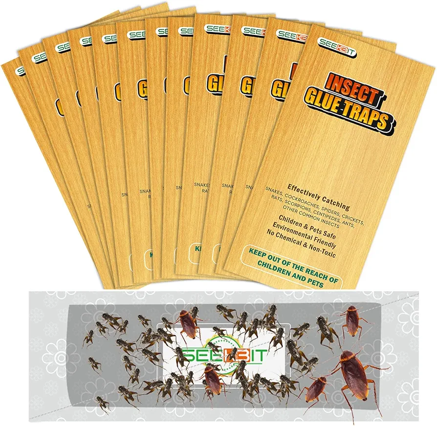 30 PCS Cricket Traps Indoor for Trapping Insects, Mice, Spiders, Bugs, Crickets, Scorpions, Roaches, Super Sticky & Non-Toxic Glue Board Pre-Baited with Fruity Scent Attractant - 9.5 x 3.15 in