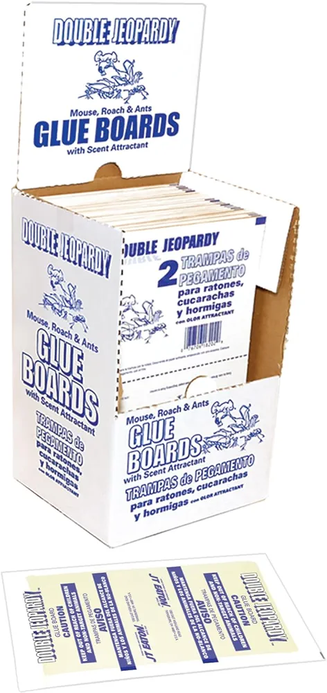 JT Eaton Double Jeopardy Flat Glue Board – 8.5" x 5.25", Economical Mouse and Insect Trap