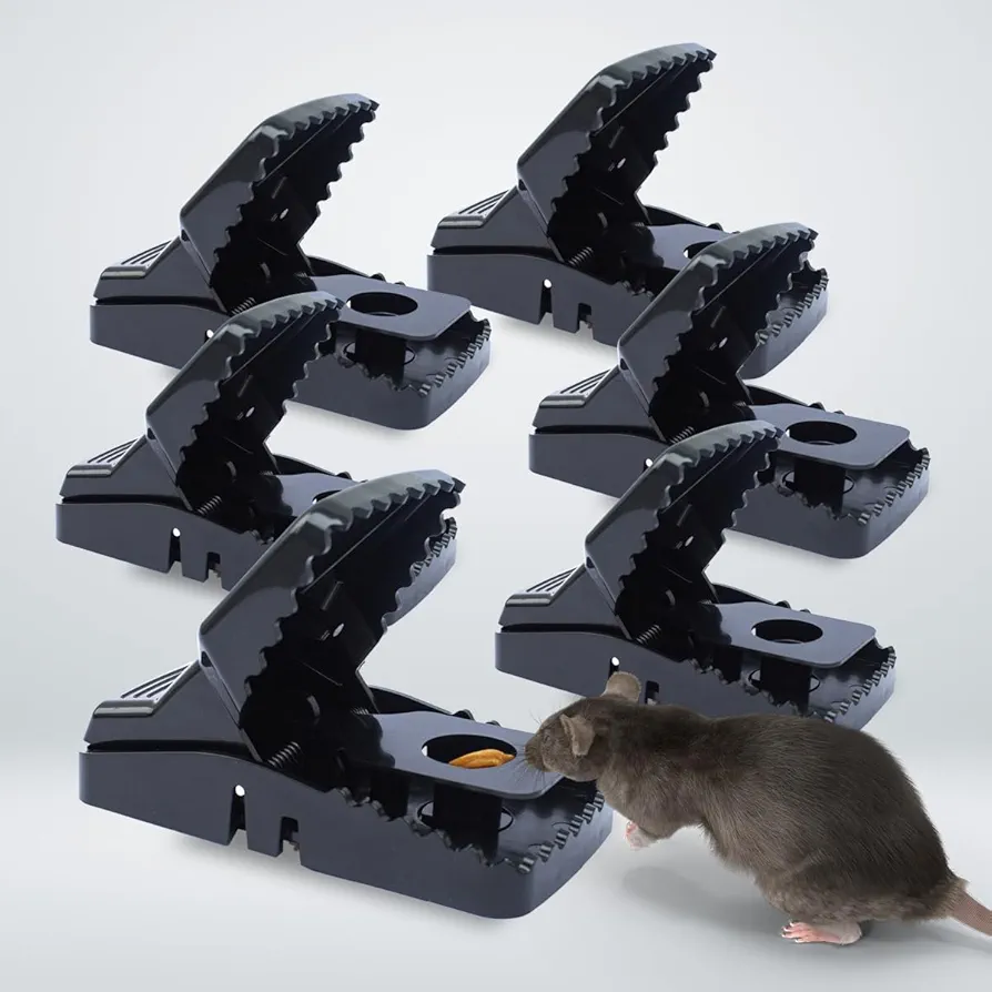 mousetrap indoor and outdoor use kills immediately without making the rat suffer without poison or chemicals, it is reusable and contactless. With powerful spring that impacts strongly. 6 pack