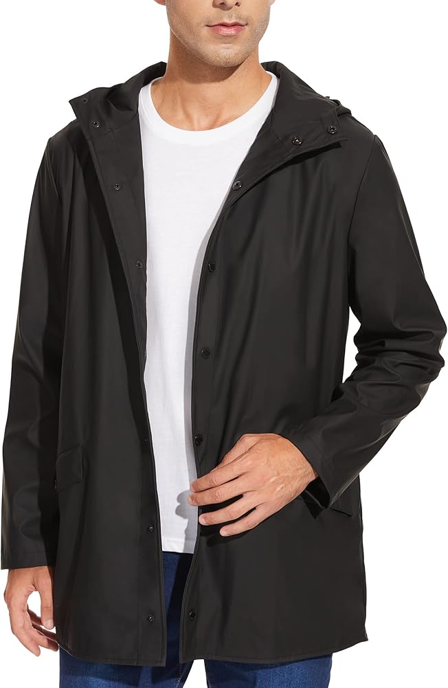 Fahsyee Rain Jacket Men Waterproof - Mens Raincoat Lightweight Rain Coat With Hood Long Breathable Windbreaker Trench