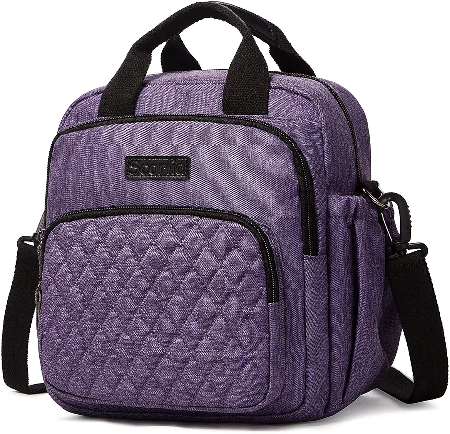Scorlia Insulated Lunch Bag Thermal Backpack, 3 in 1 Convertible Lunch Tote with Side pockets for Women, Tall lunch Cooler Box with Drinks Holder for Office, Beach, Picnic, Purple