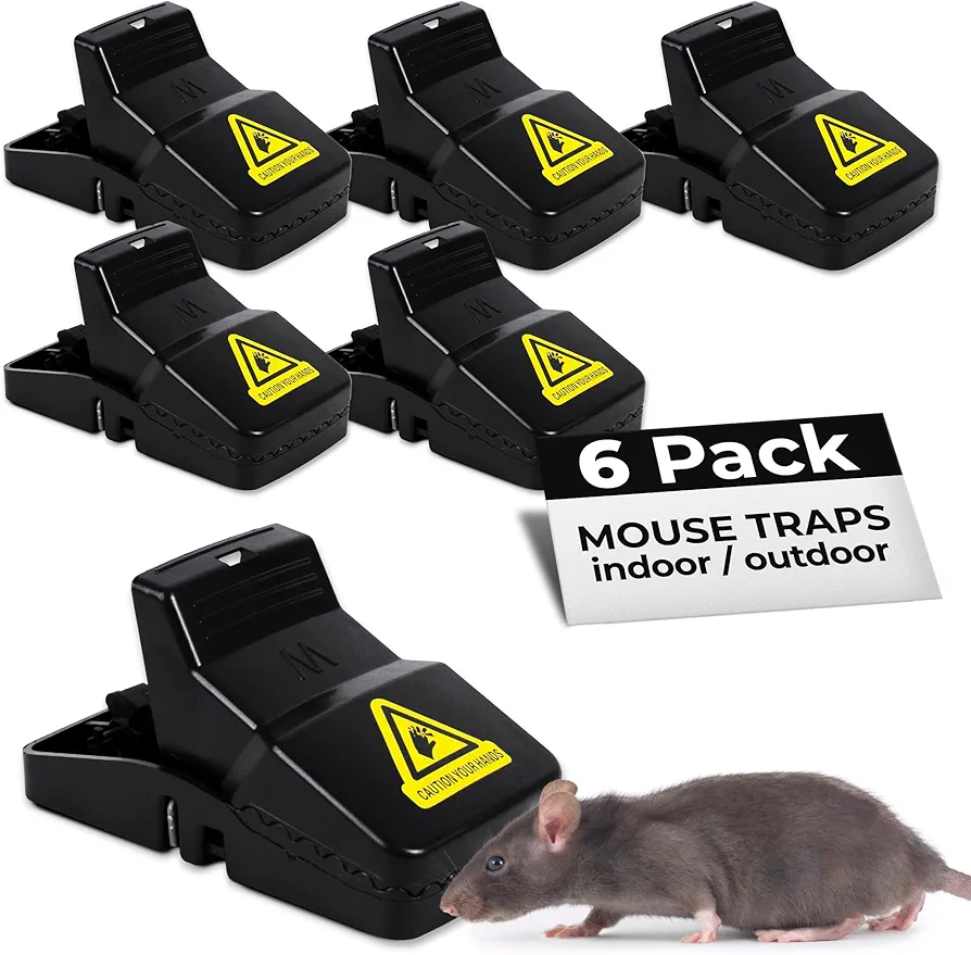 TwinTech Jaws Mouse Traps - Reusable, Sanitary, Easy-to-Use Trap for Mice and Small Rodents, Mouse Traps Indoor for Home, Kitchen, Garage, and Office Use - 4"x1.9"x2.3" - 6 Pack Mice Traps