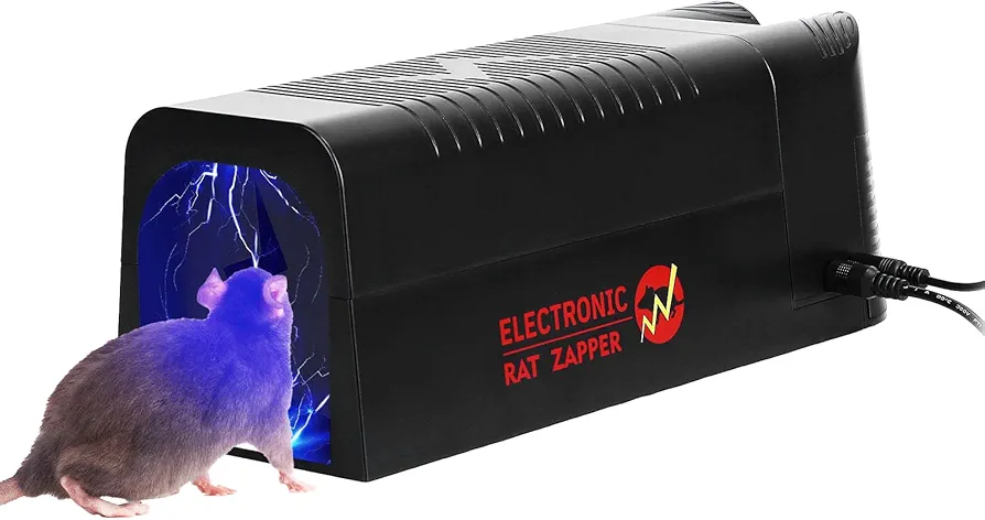iMounTEK Electric Rat Trap 10.x4x3.7'' in Reusable Mice Trap, Rodent Indoor Control Rechargeable Shock Mice Cage Trap with 1800V High Voltage for Home