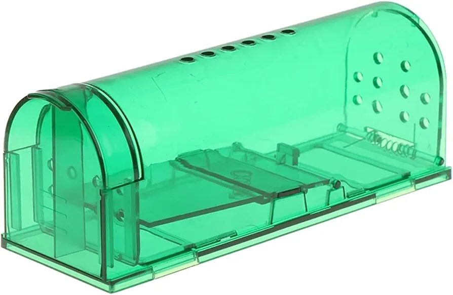 Rat Traps,Automatic Continuous Circulation mousetr 1PC Smart Self-Locking Mousetrap Safe Firm Transparent Household Mouse Cage Mice Rodent Catcher (Color : Green)