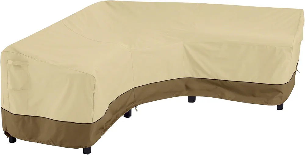 Classic Accessories 55-882-011501-RT Veranda Patio V-Shaped Sectional Sofa Cover, Large, Pebble/Bark/Earth, Patio Furniture Covers