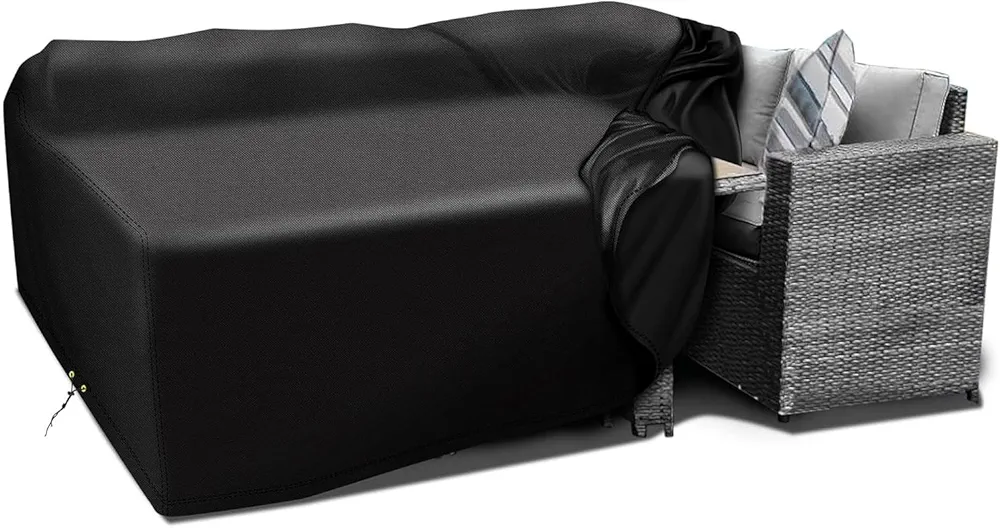 Patio Furniture Covers Extra Large Outdoor Set Waterproof 83x55x31inch/LxWxH Patio Table Cover Rectangle Waterproof Windproof 600D Heavy Duty Oxford Fabric Anti-UV Patio Table and Chair Cover