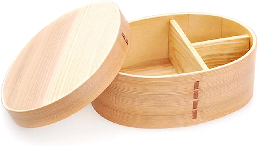 Wooden Lunch Box for Kids/Adult,Japanese Bento Box with divider Wood Bento Lunch Box for Picnicking Office Hiking Camping
