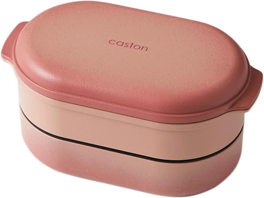 IPPINKA Takenaka Two Tier Oval Bento Lunch Box - Pink - 500ml - Airtight -Dishwasher-Safe - Microwave-Safe - BPA-Free - Made in Japan