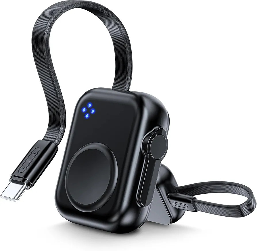 HUOTO 2024 Upgraded for Apple Watch Charger, Magnetic Portable iWatch Charger USB C 1400mAh Power Bank Keychain Fast Wireless Charging Travel for Apple Watch Series 10/9/8/UItra/7/6/5/4/3/2